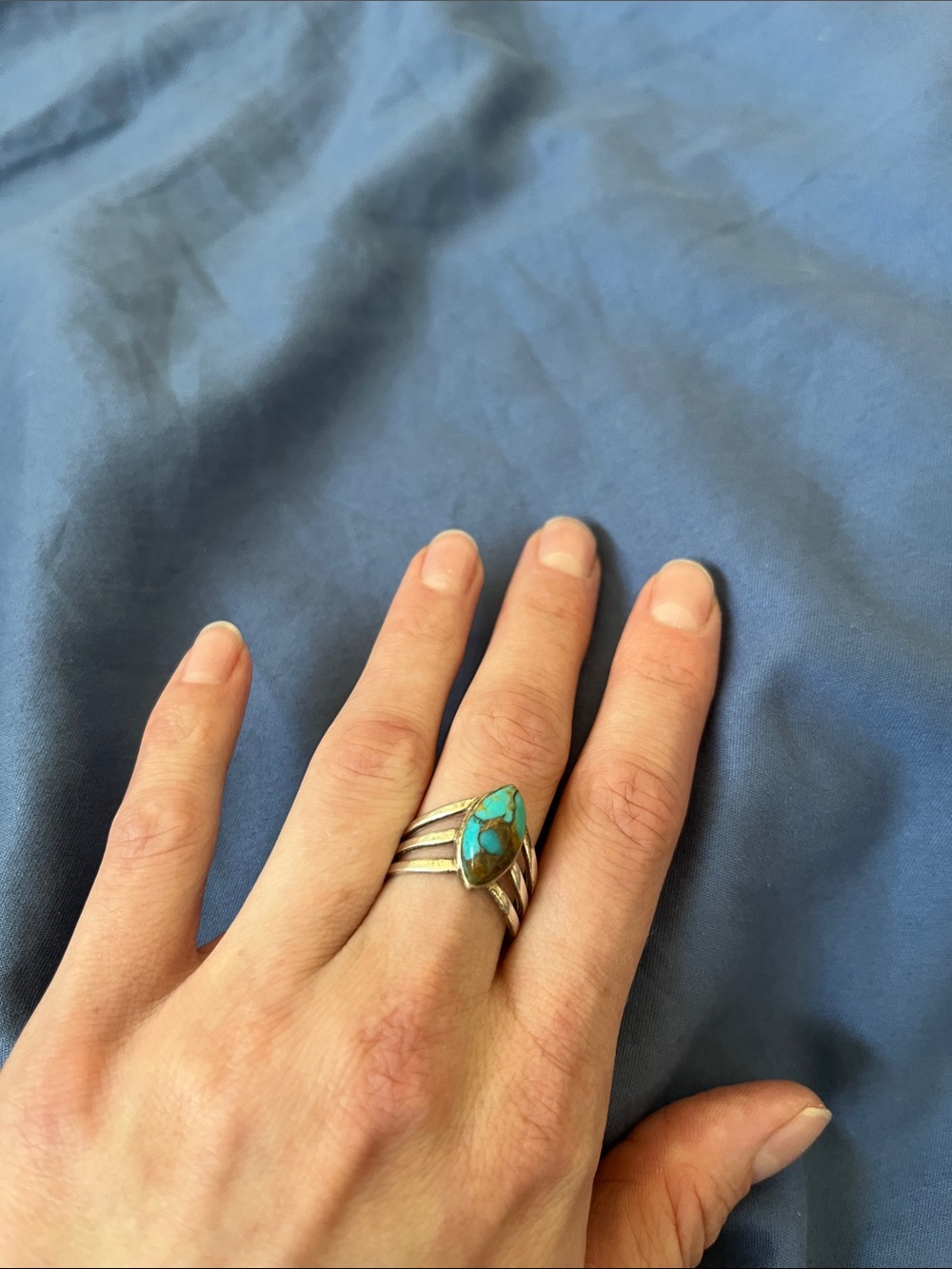 Sterling Silver Turquoise Teardrop Ring